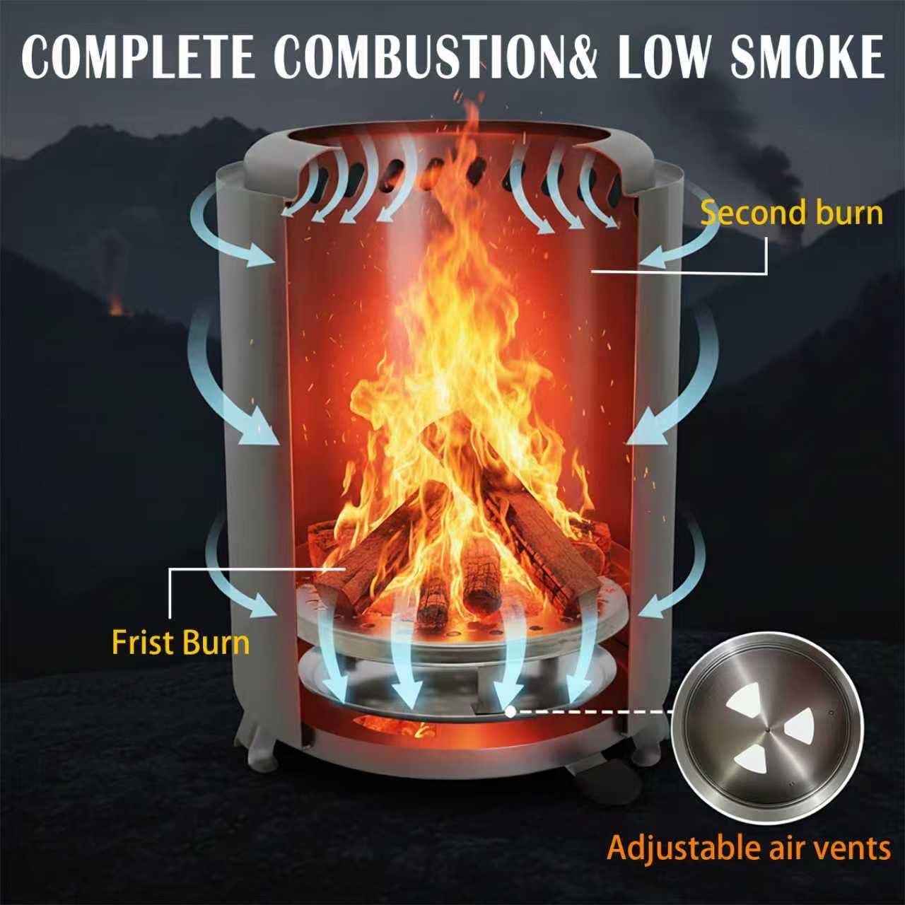 Vivagarden detalle de doble pared que mejora combustión y reduce humo