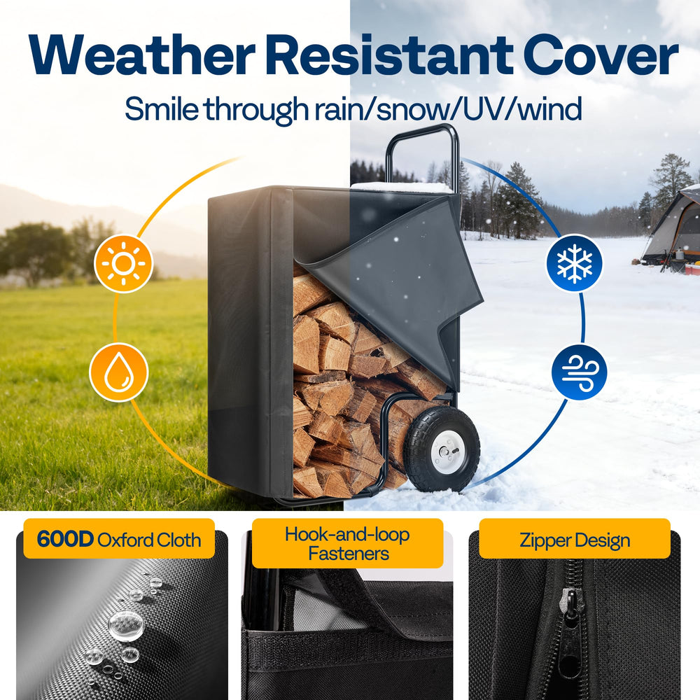 VIVOHOME carretilla con cubierta impermeable cerrada para leña seca