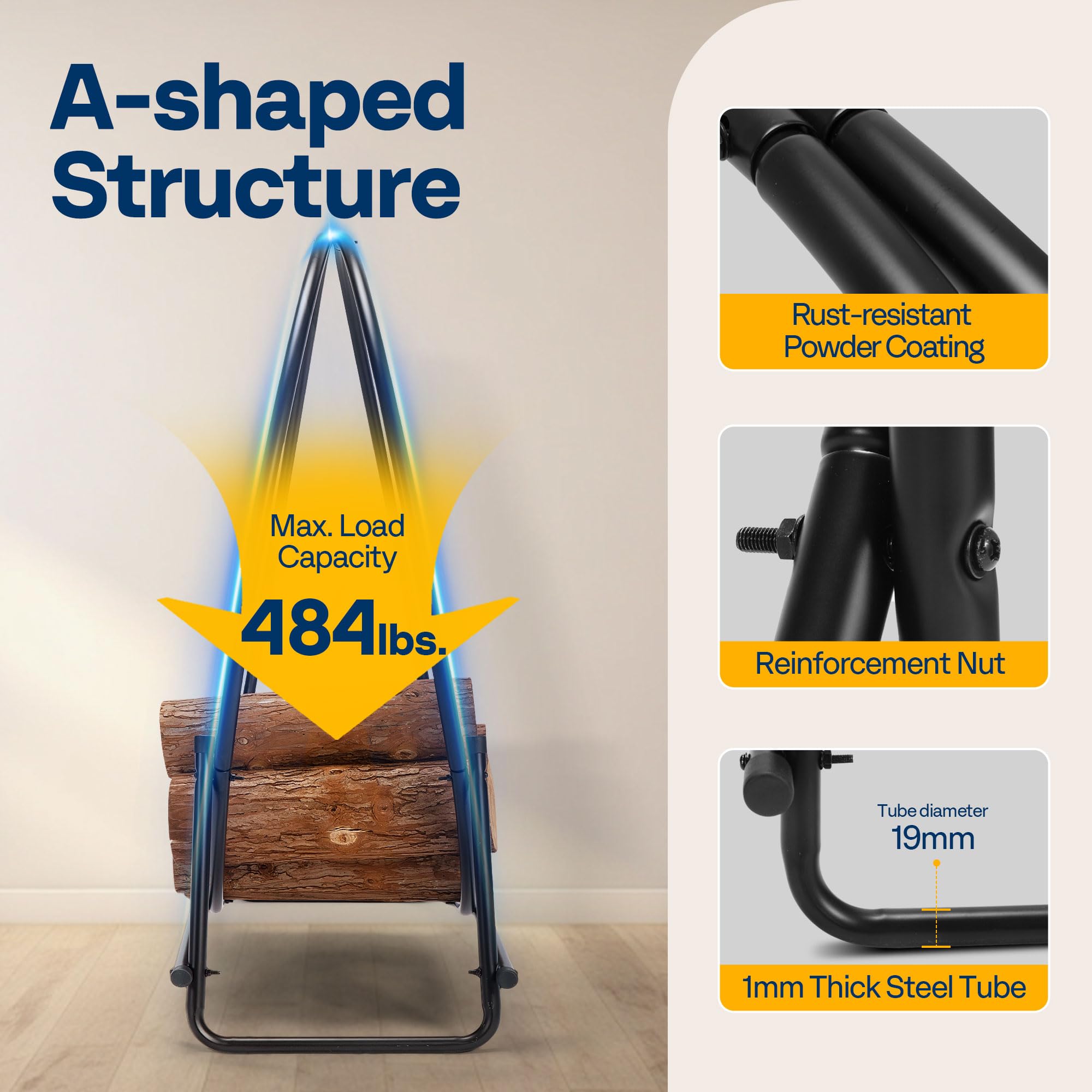 VIVOHOME ventilación lateral que mantiene la leña seca