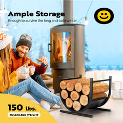 VIVOHOME soporte de leña en uso junto a chimenea, orden y acceso fácil