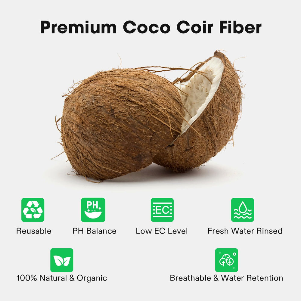 VIVOSUN primer plano de fibra de coco que muestra textura aireada y porosa