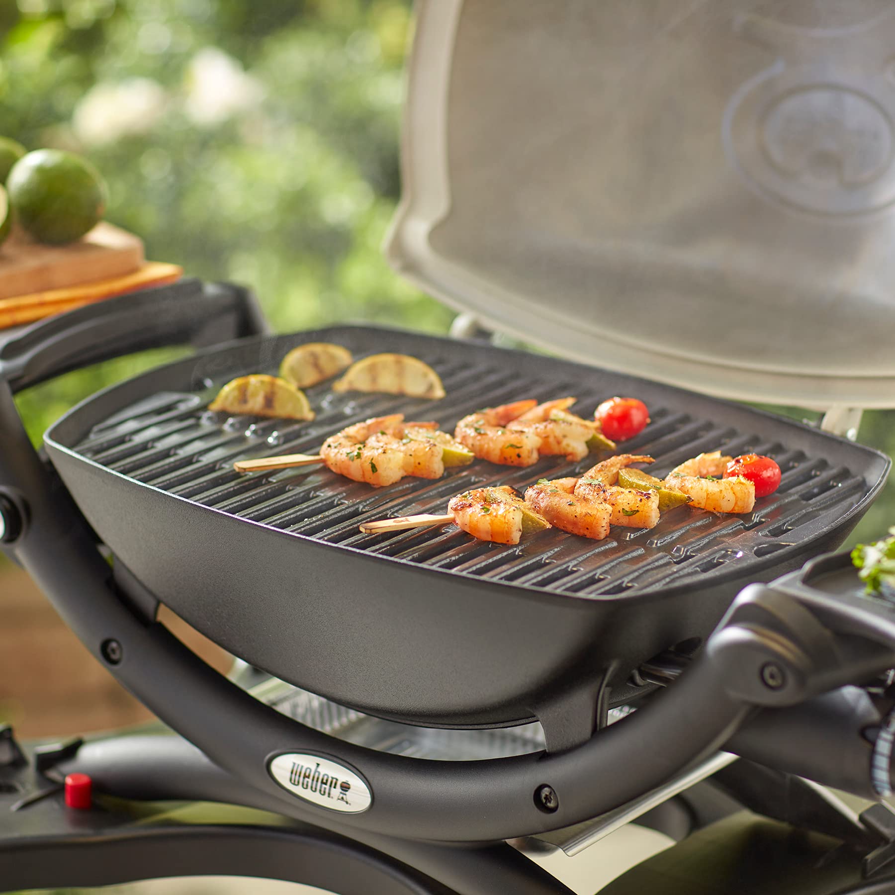 Weber etiqueta y borde de la rejilla que indica ajuste preciso para Q 100/1000/1200