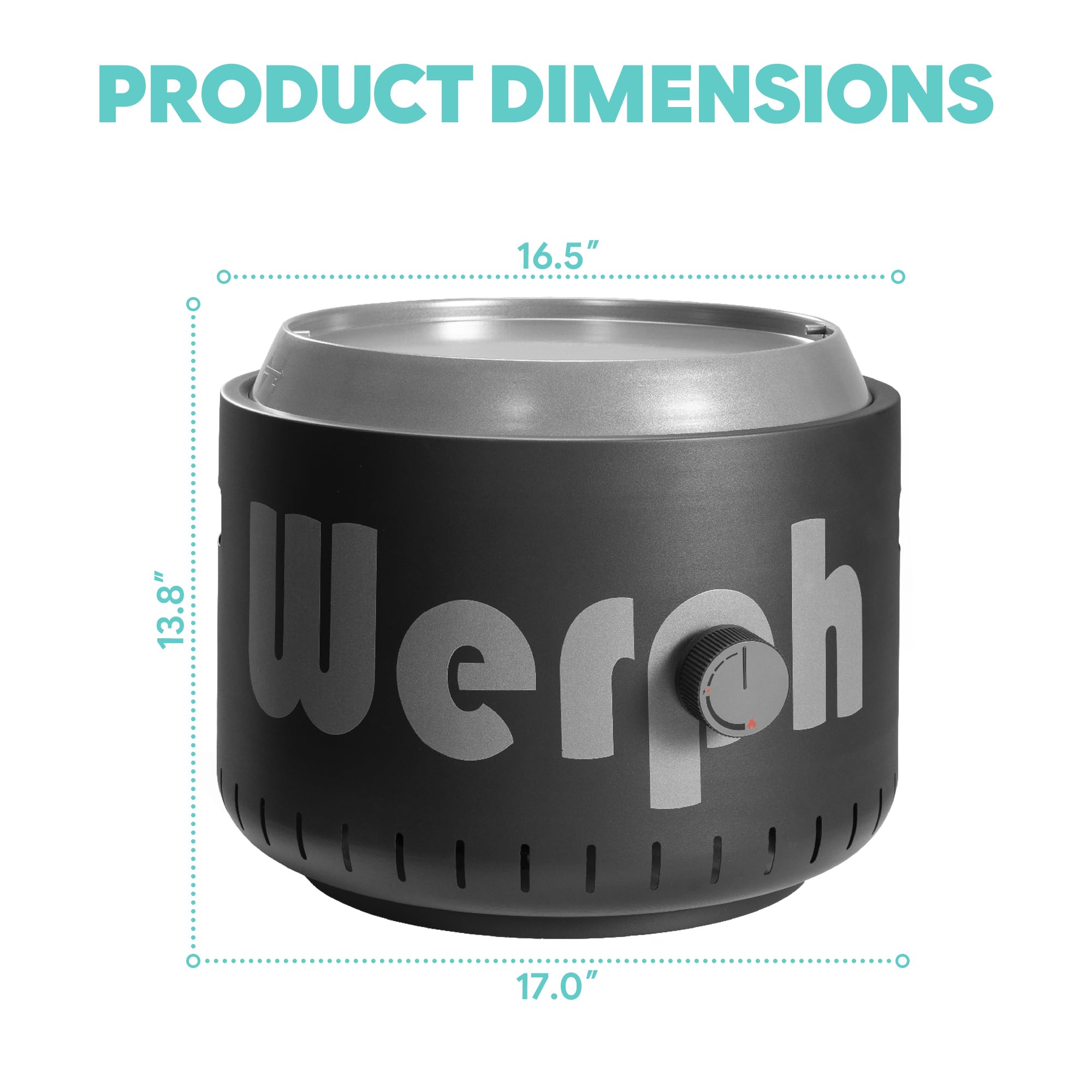 Werph primer plano del quemador de acero inoxidable que ofrece calor constante