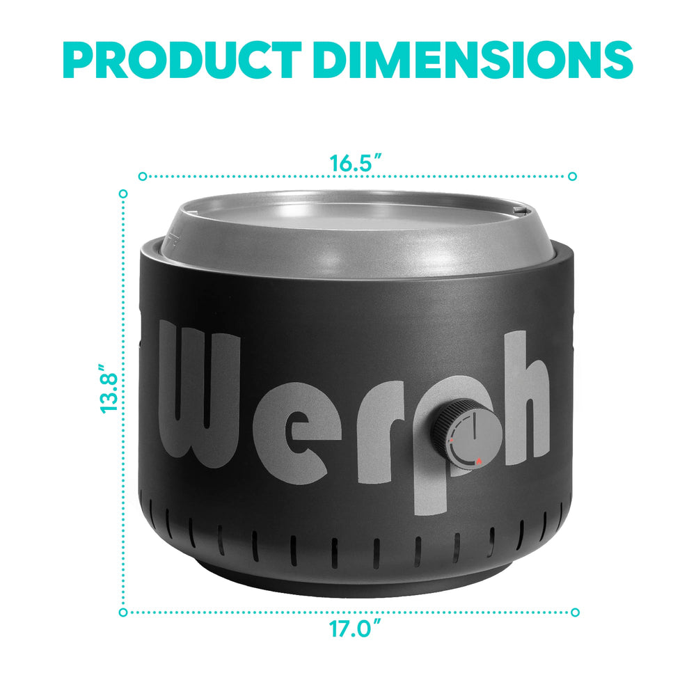 Werph primer plano del quemador de acero inoxidable que ofrece calor constante