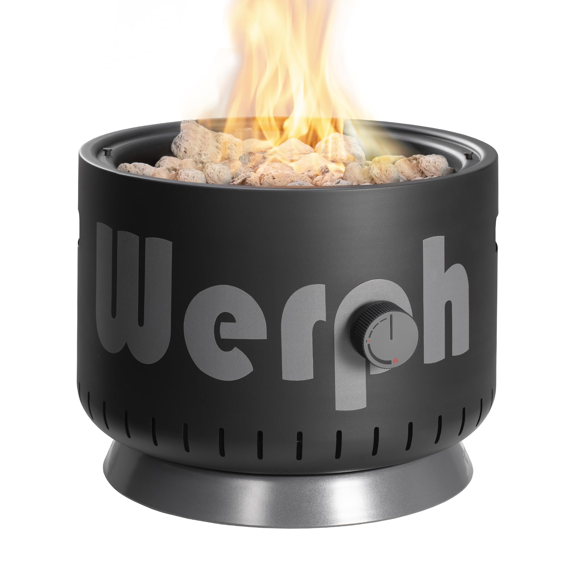 Werph fogón frontal negro mostrando diseño sin soldaduras y durabilidad