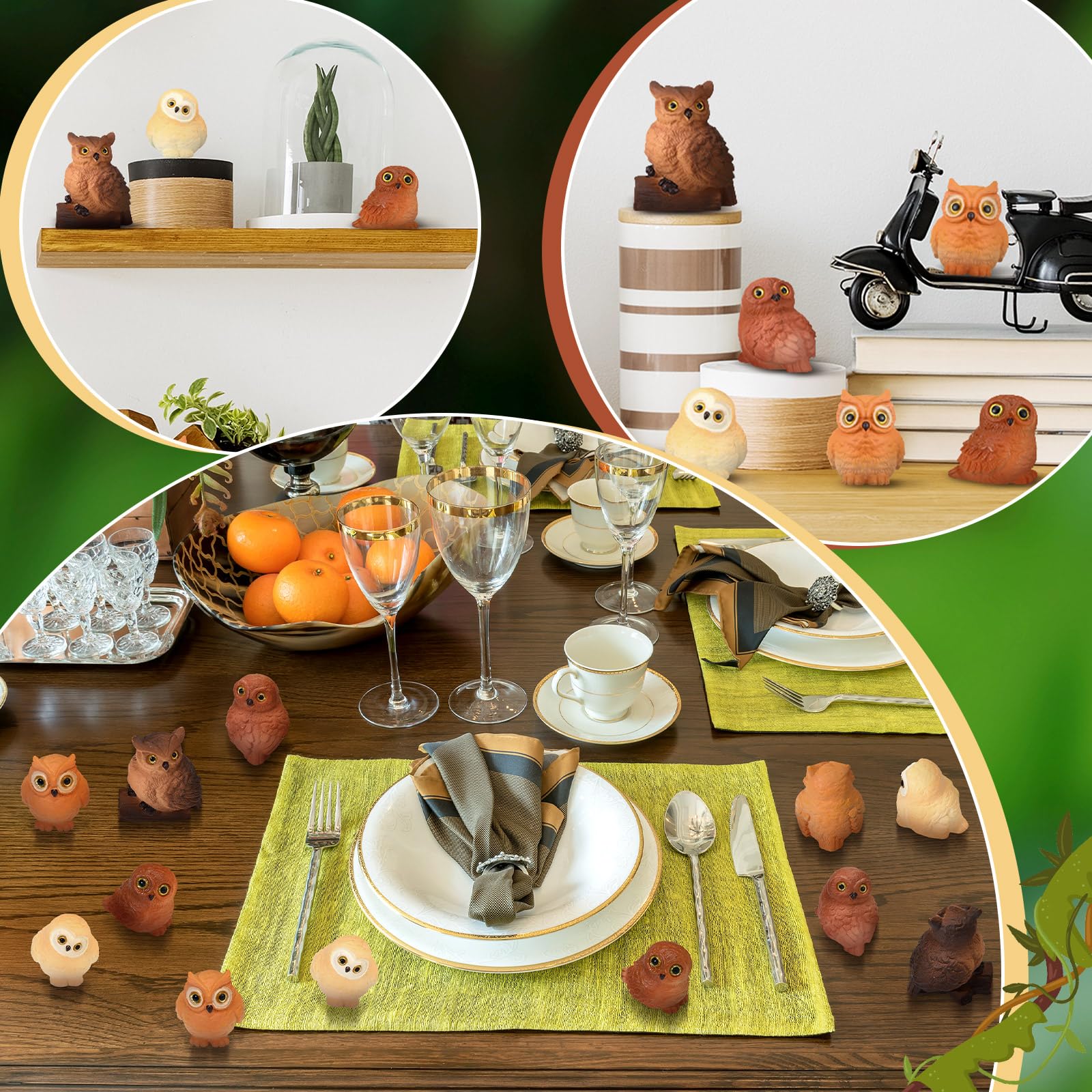 Wesiti ambientación de mesa de fiesta con búhos como detalles
