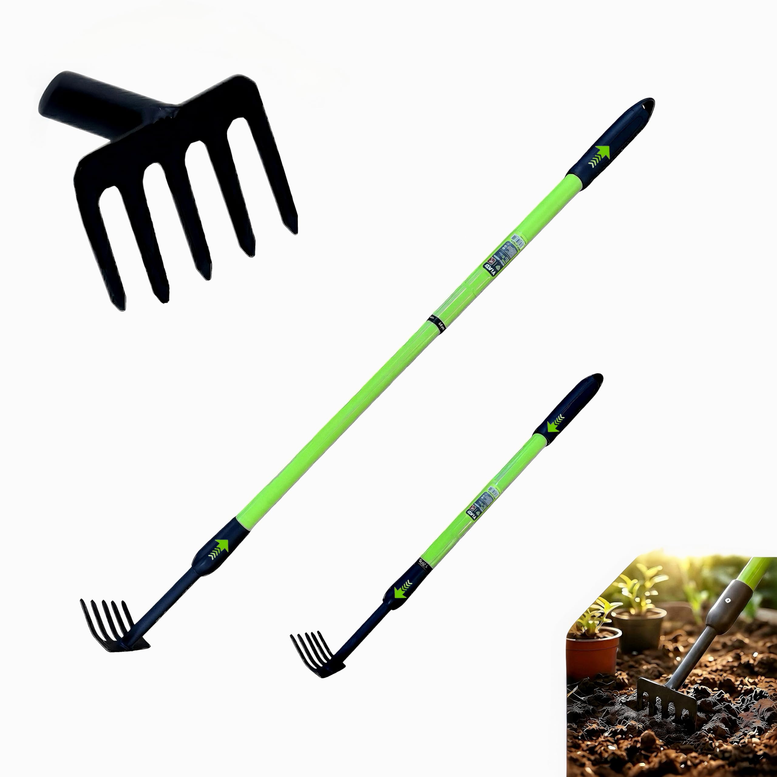 wiselifetech rastrillo frontal mostrando 5 púas, precisión en jardines