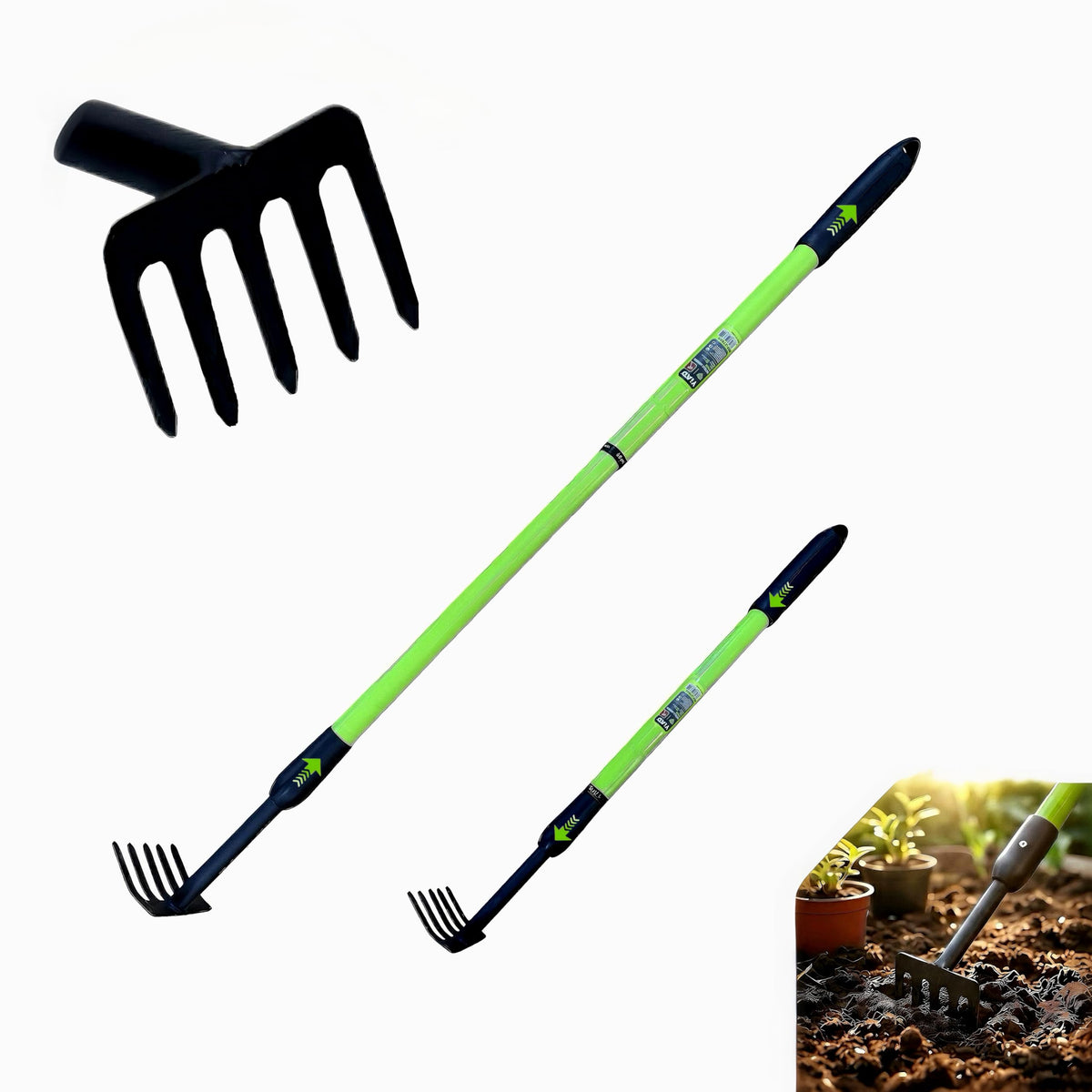 wiselifetech rastrillo frontal mostrando 5 púas, precisión en jardines