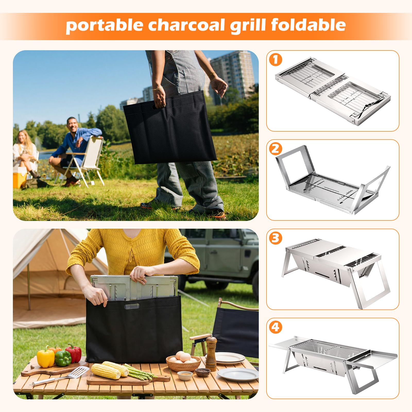 WixbFyn en uso durante camping asando brochetas para comidas al aire libre