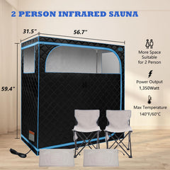 Silla plegable Wizzisauna dentro de la tienda demostrando comodidad y portabilidad
