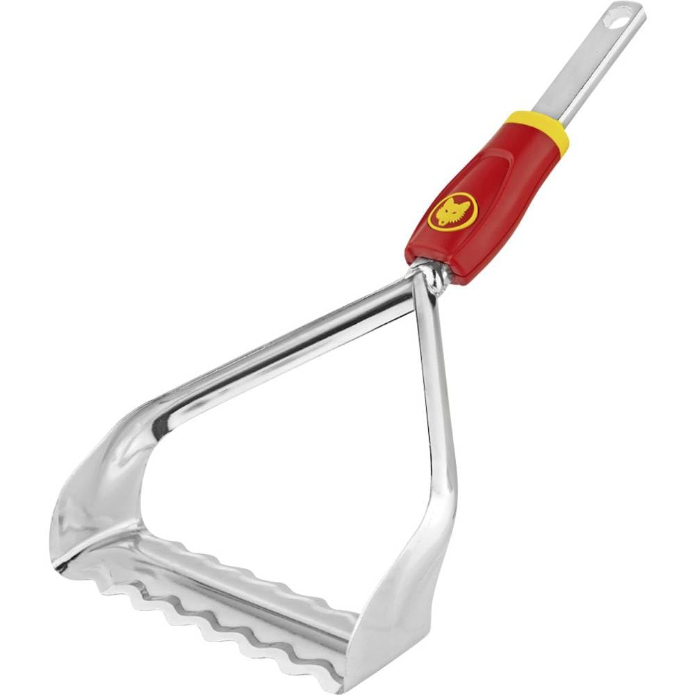 WOLF Garten cabezal rojo 15 cm mostrando cuchilla ondulada para extracción precisa