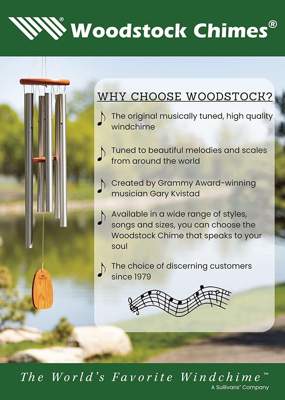 Woodstock Chimes luz atravesando capiz translucido, crea brillo atmosférico