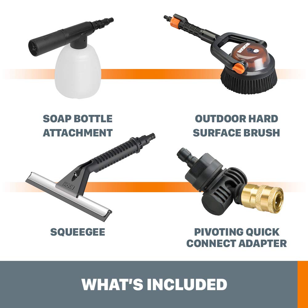 WORX accesorios conectados al Hydroshot en funcionamiento eficiente