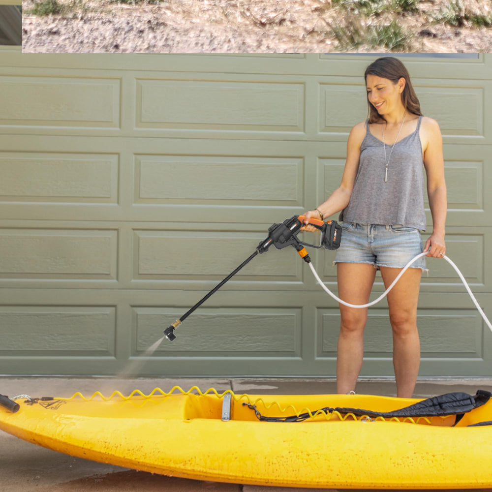 WORX etiqueta WG620.9 y especificaciones visibles en primer plano