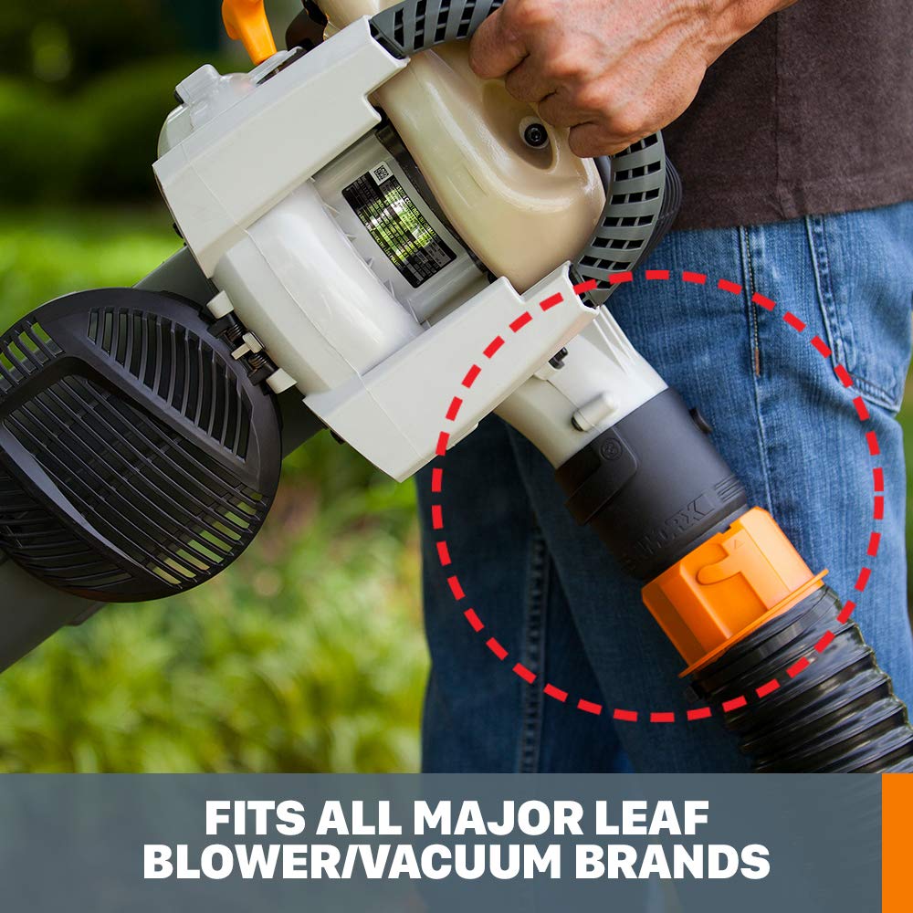 WORX adaptador multi-ajuste conectado al soplador asegurando sello hermético