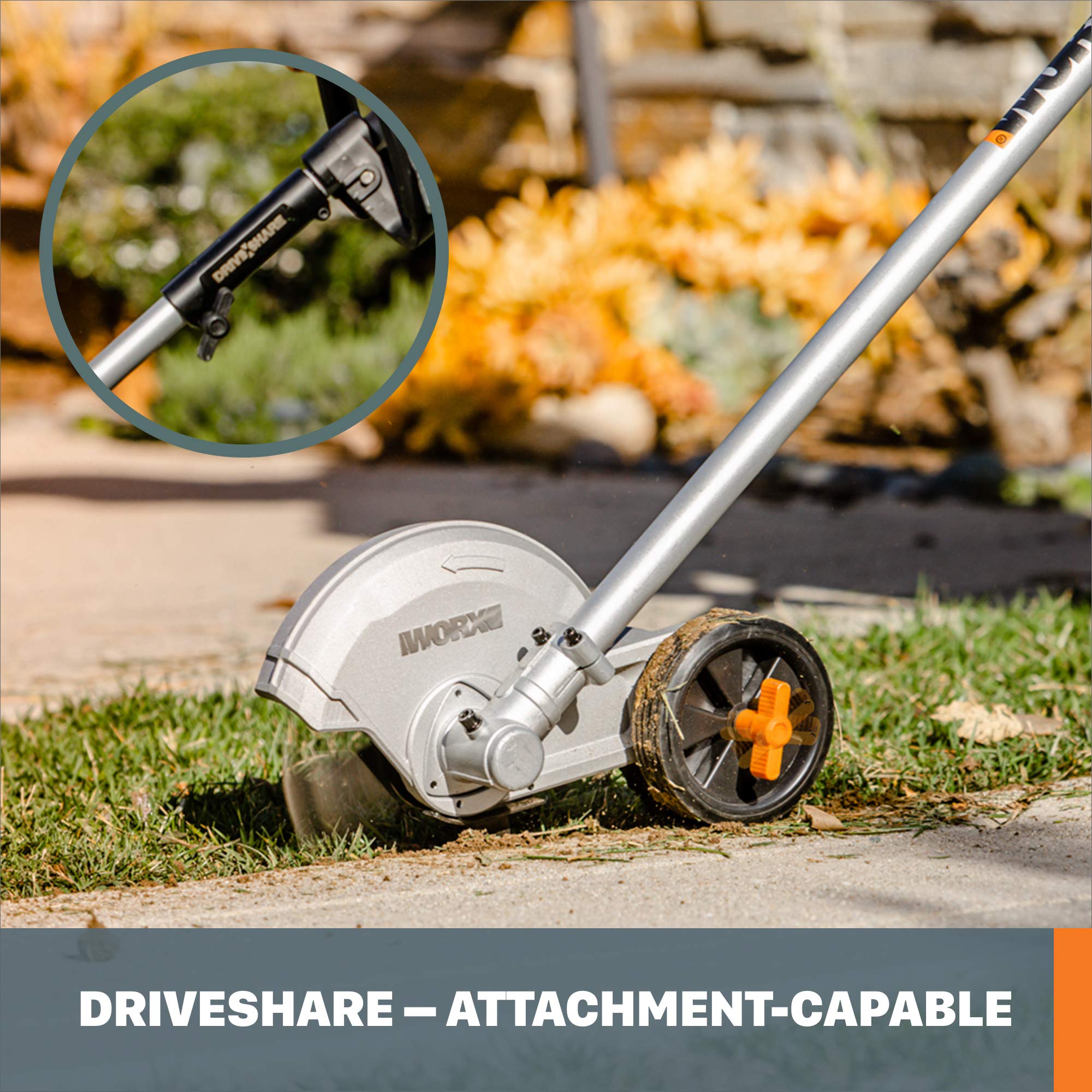 WORX WA0223 montado en desbrozadora Nitro mostrando compatibilidad