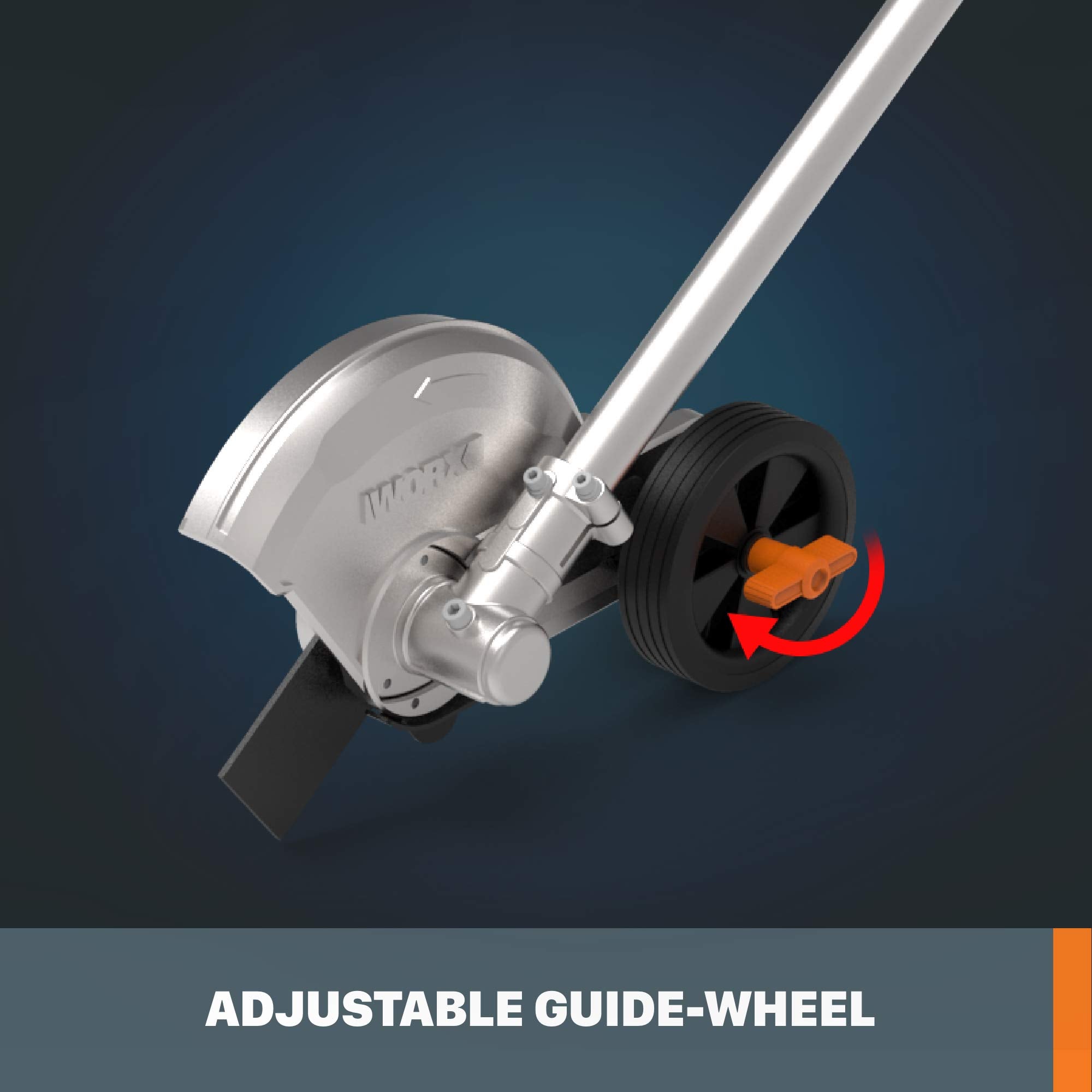 WORX rueda guía ajustable demostrando control y líneas rectas