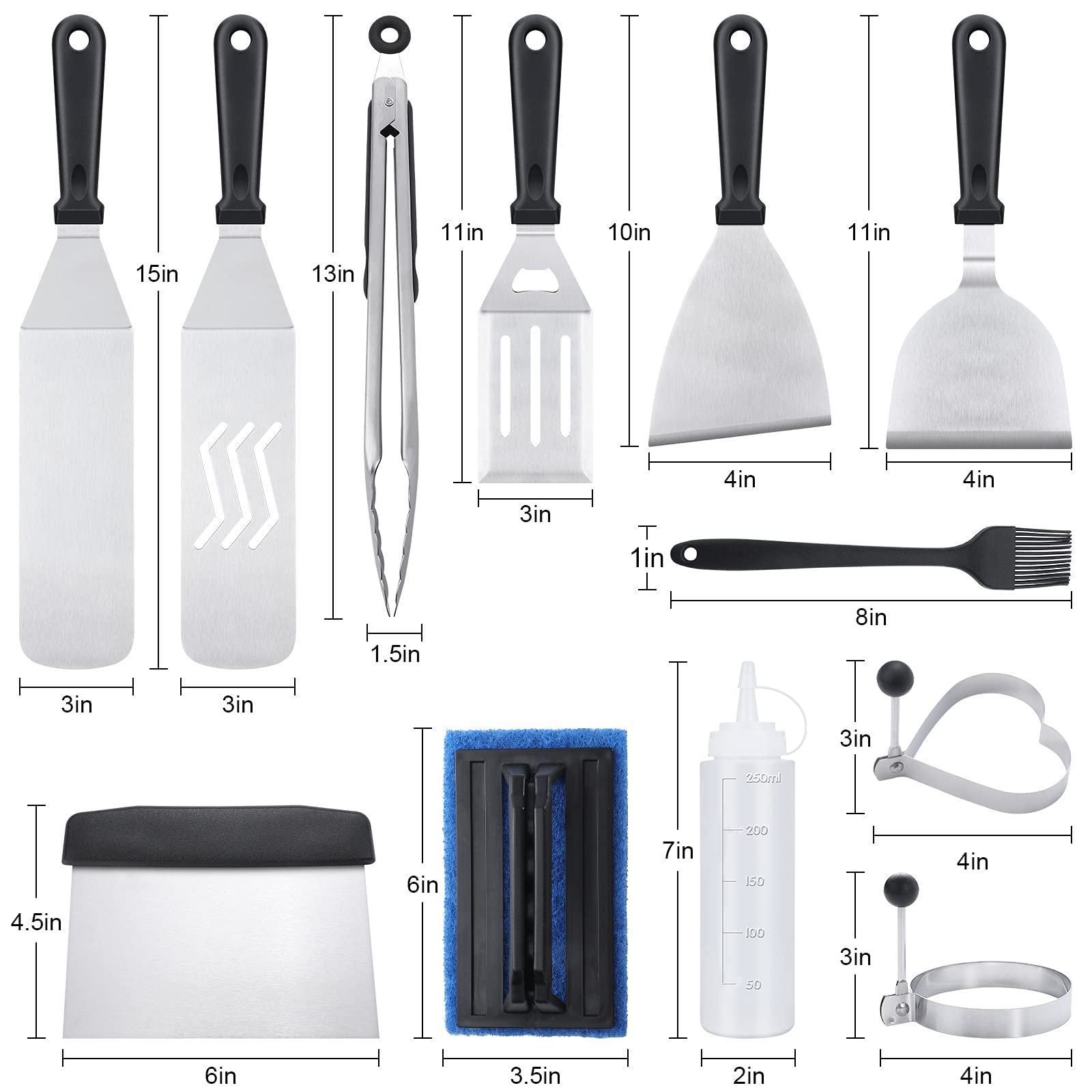 XOOHP espátula de acero inoxidable en detalle para control y durabilidad