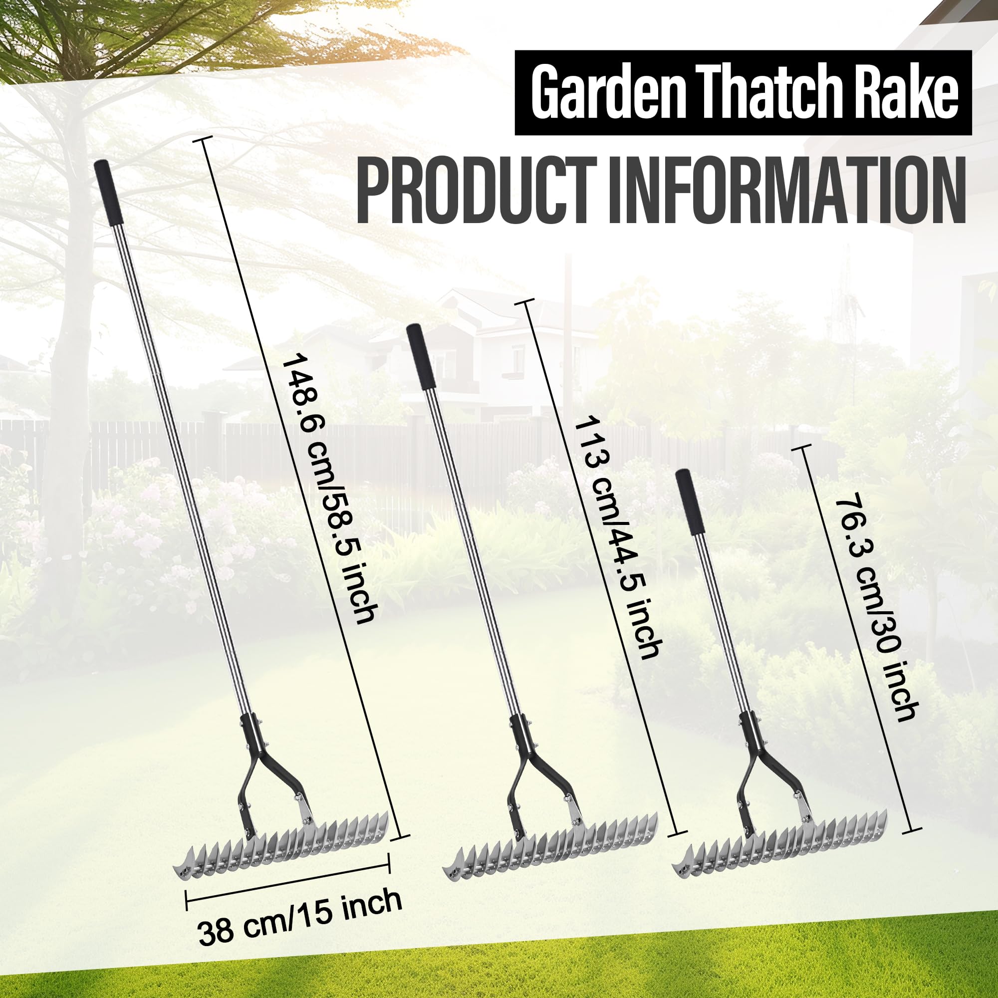 YEELOR cabeza de 15 pulgadas detallada para remover thatch eficientemente