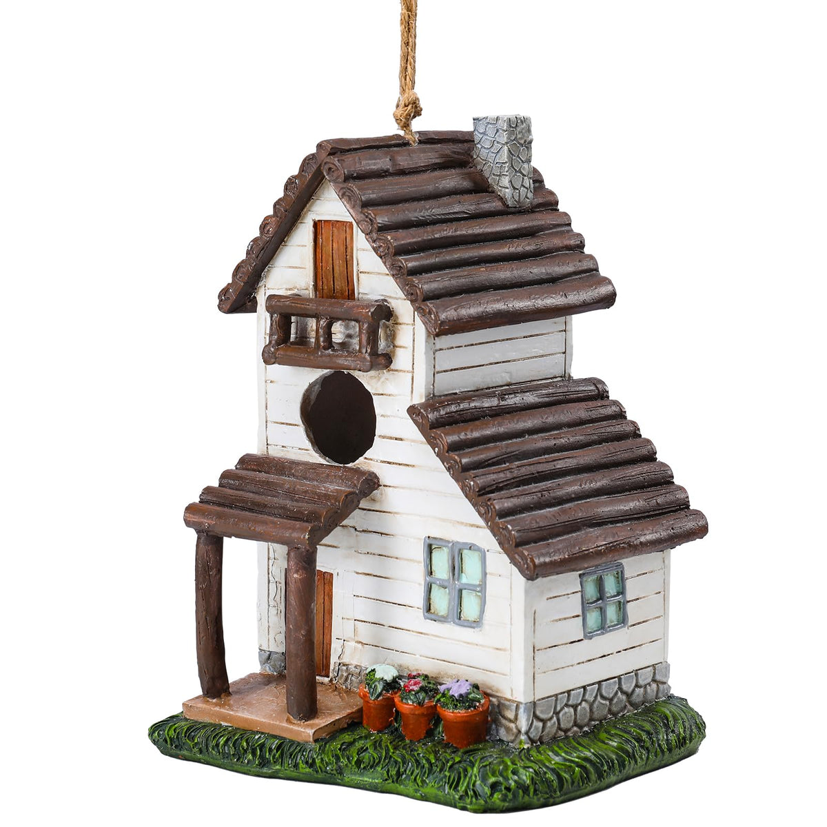 Yinns casa para pájaros vista frontal con diseño realista y atractivo decorativo