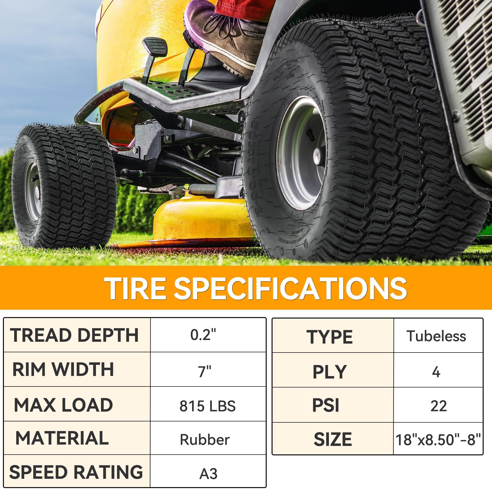 YINTATECH flanco con marcado 18x8.5-8 y especificaciones para verificar ajuste