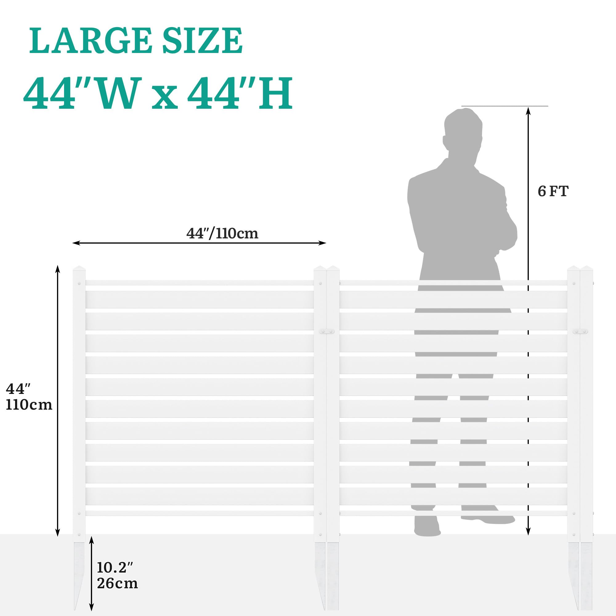 YITAHOME escala mostrando 44" x 44" junto a una persona
