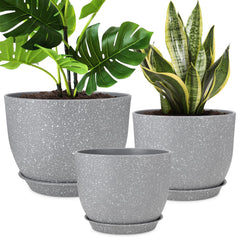 YNNICO maceta frontal set 3 gris mostrando diseño moderno y ahorro de espacio