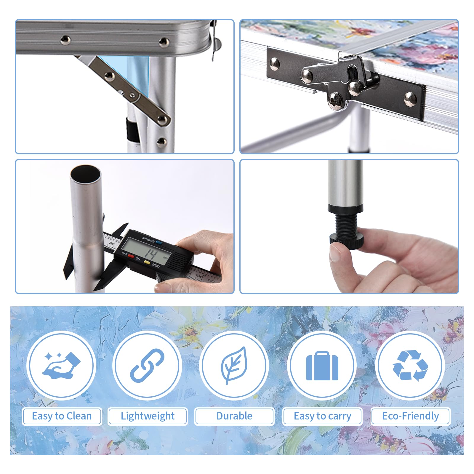 Yriuat detalle de patas de aluminio resaltando resistencia ligera