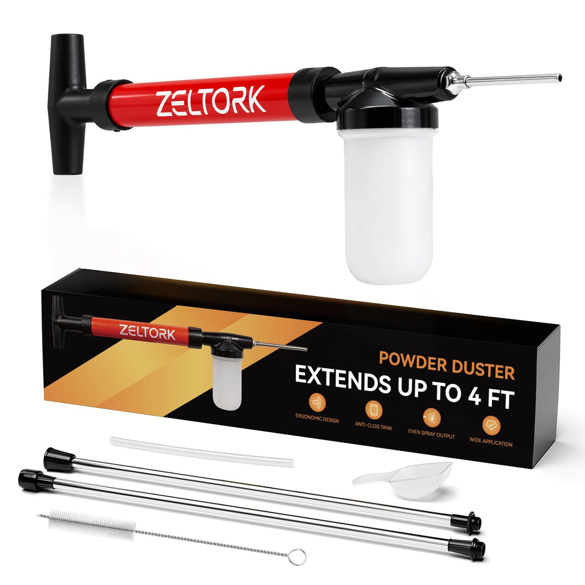 ZELTORK frontal del pulverizador mostrando diseño compacto y fácil agarre