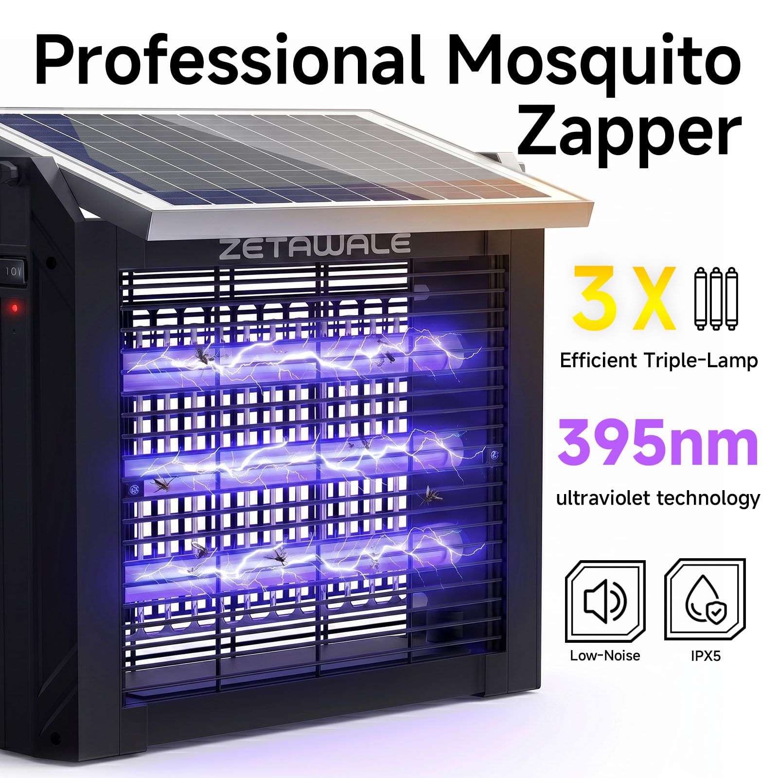 ZETAWALE detalle de la rejilla 4500V para eliminación eficaz de insectos