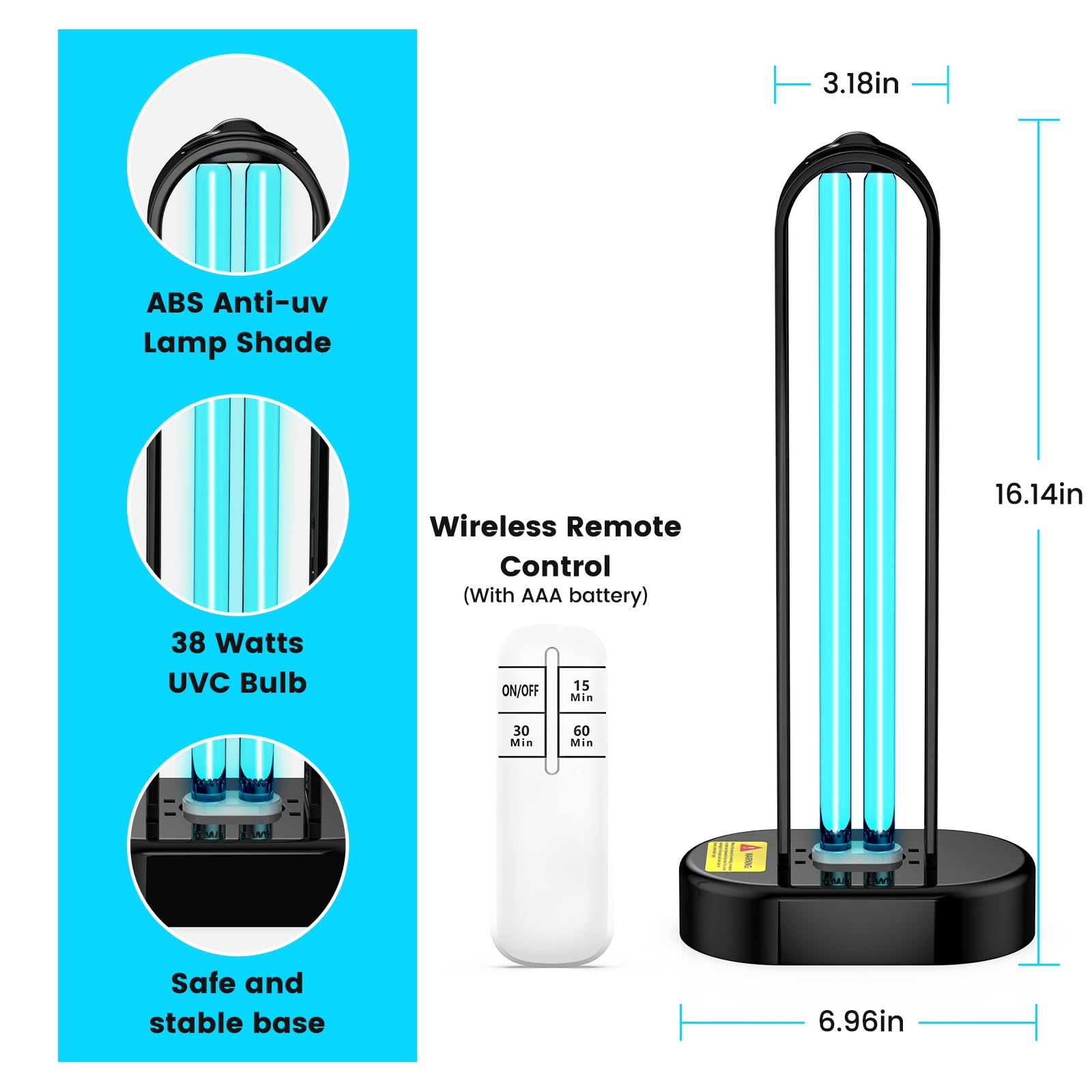 ZETAWALE panel con botones temporizador para ciclos de 15/30/60 minutos