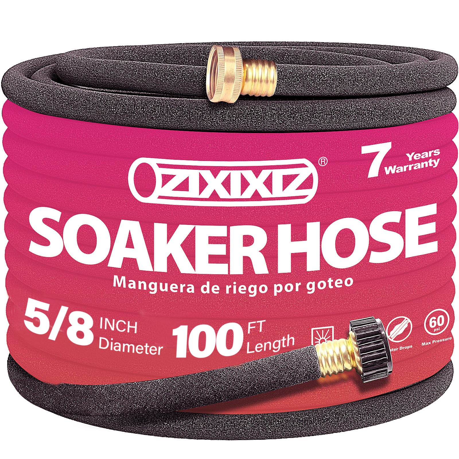 Zixixiz vista frontal del rollo mostrando longitud y empaque, beneficio: riego confiable
